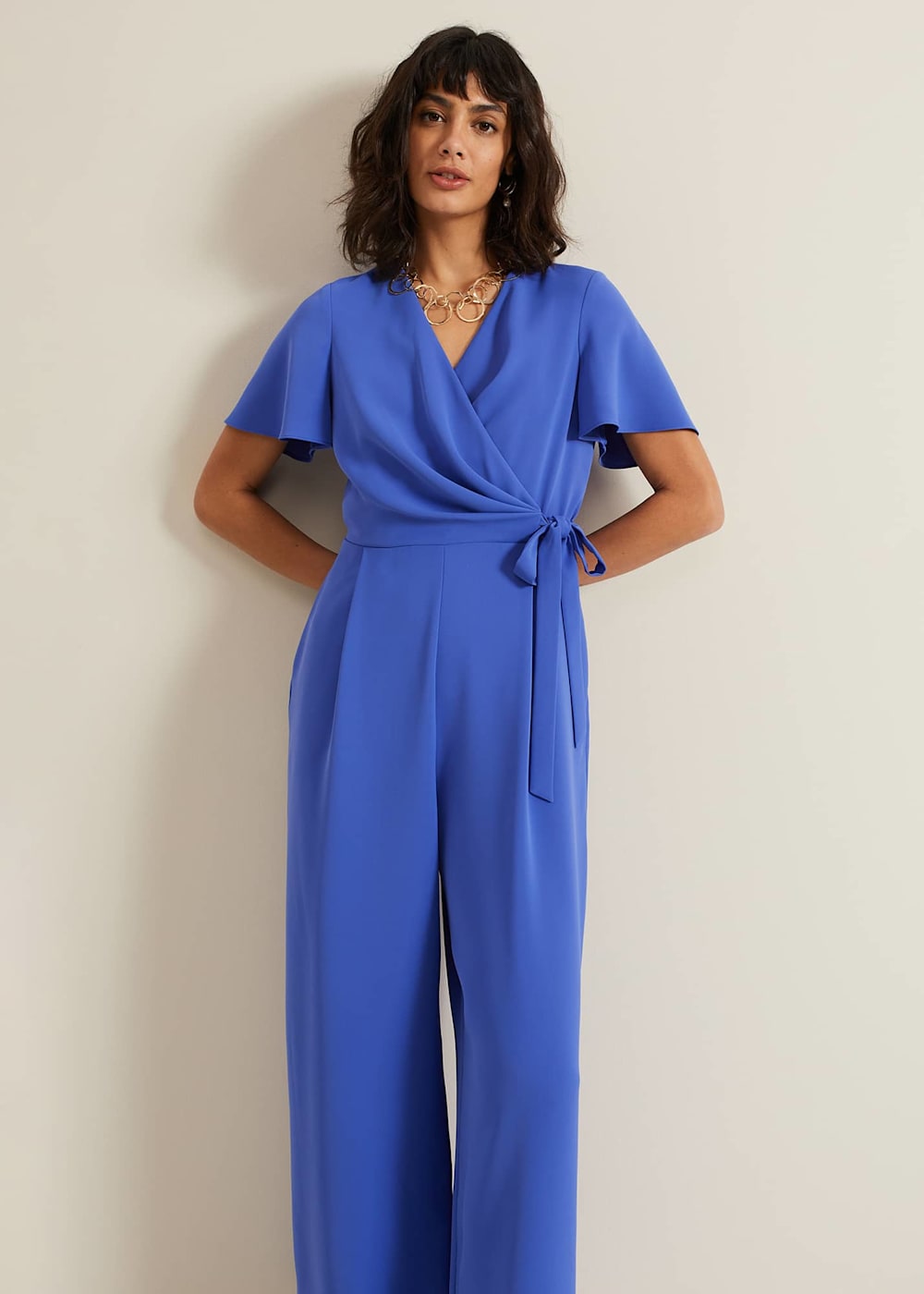 Royal blue wide leg jumpsuit cheap