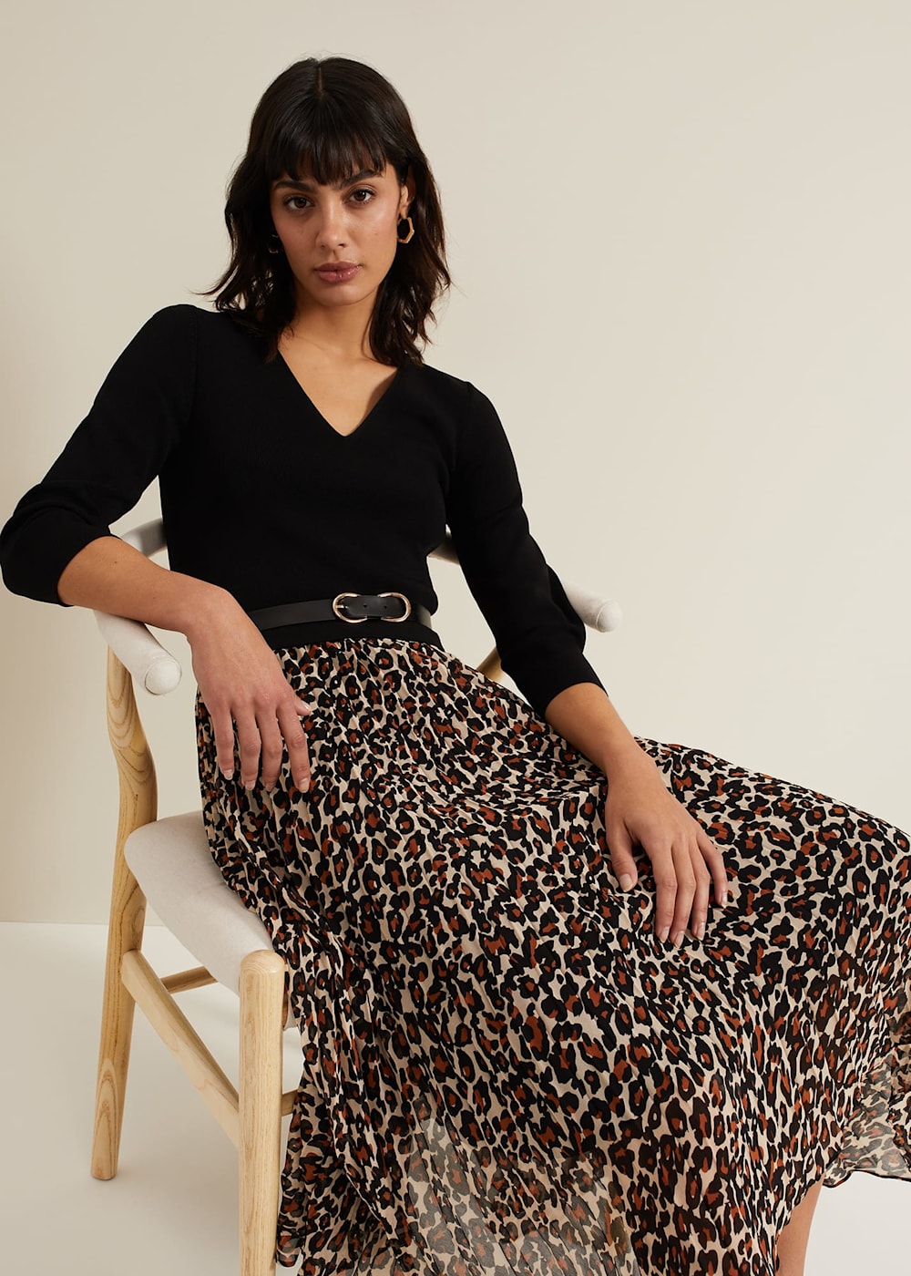 Josephine Animal Woven Hem Knit Dress Phase Eight UK