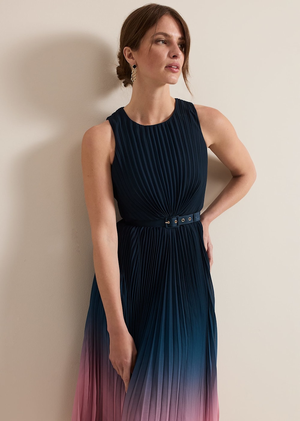 Petite Simara Ombre Pleat Midi Dress Phase Eight ROW