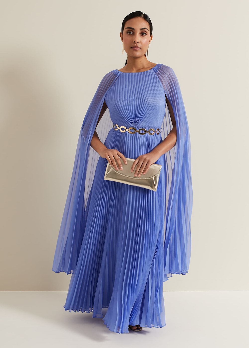 Petite Marren Blue Chiffon Maxi Dress Phase Eight UK
