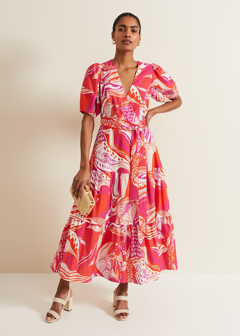 Phase Eight Tilda Red Midi Dress Red Size 8