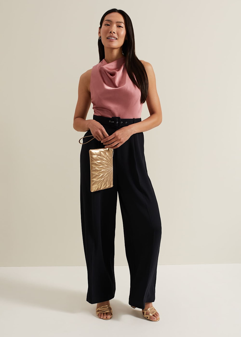 Sabina Satin Wide Leg Jumpsuit Phase Eight UK