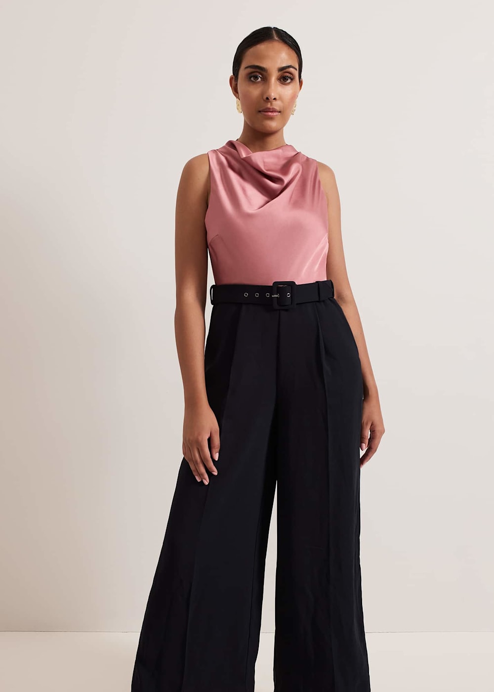 Petite satin jumpsuit sales