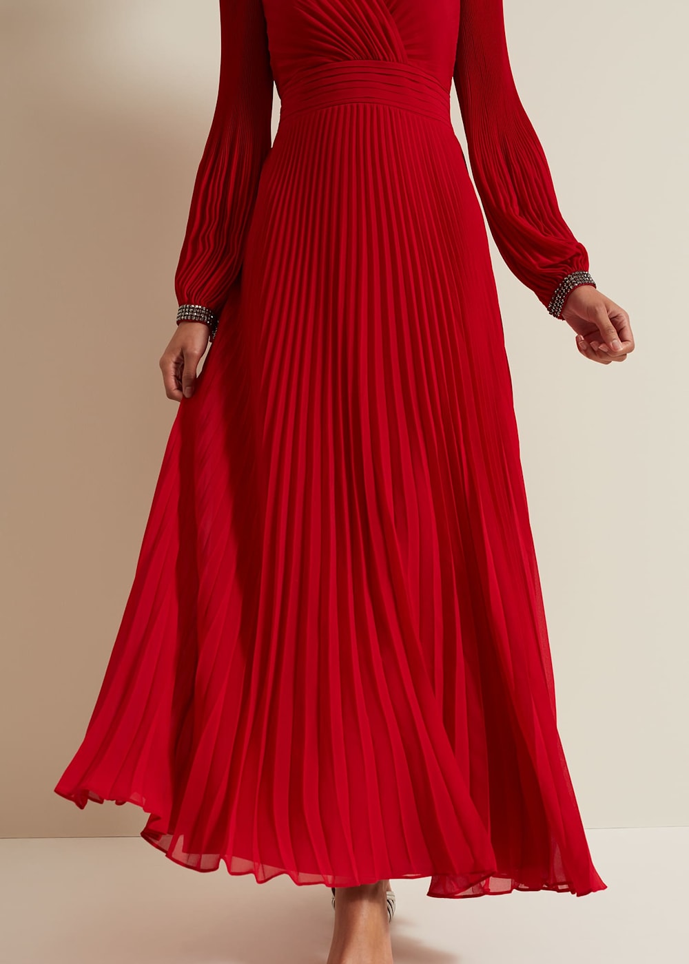 Vila Red Pleated Maxi Dress Phase Eight UK