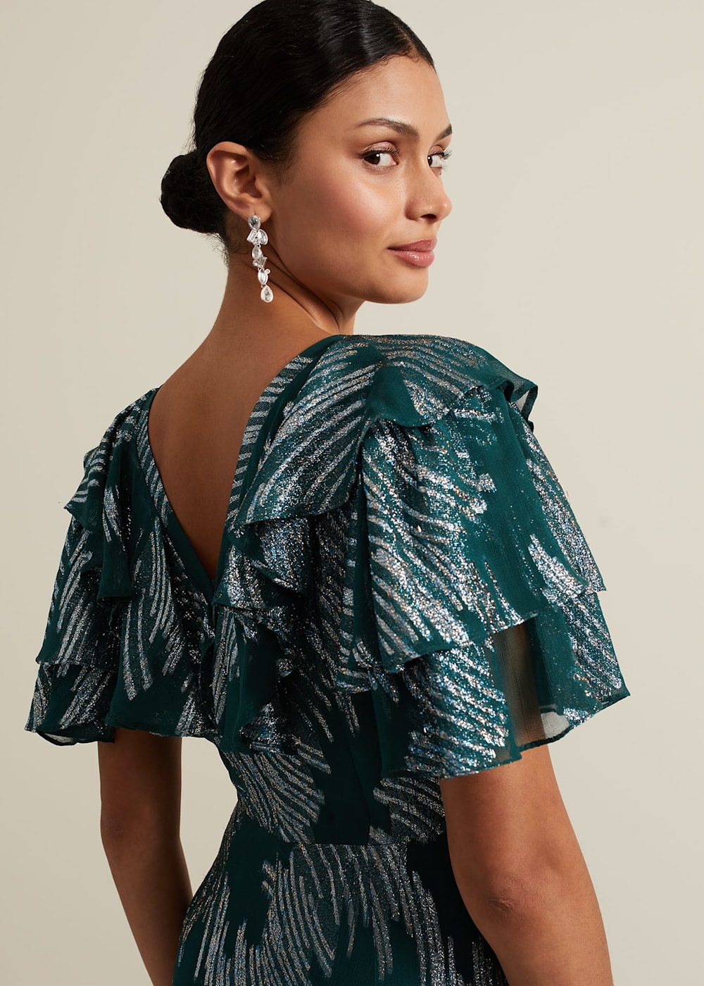 Phase Eight Marzia Teal Fil Coupe Maxi Dress Teal Size 06