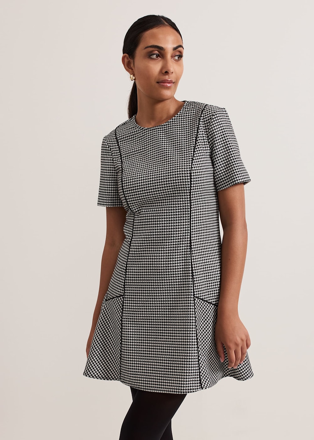 Houndstooth mini dress cheap