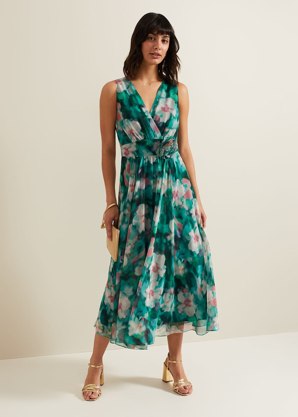 Chiffon floral wrap dress cheap
