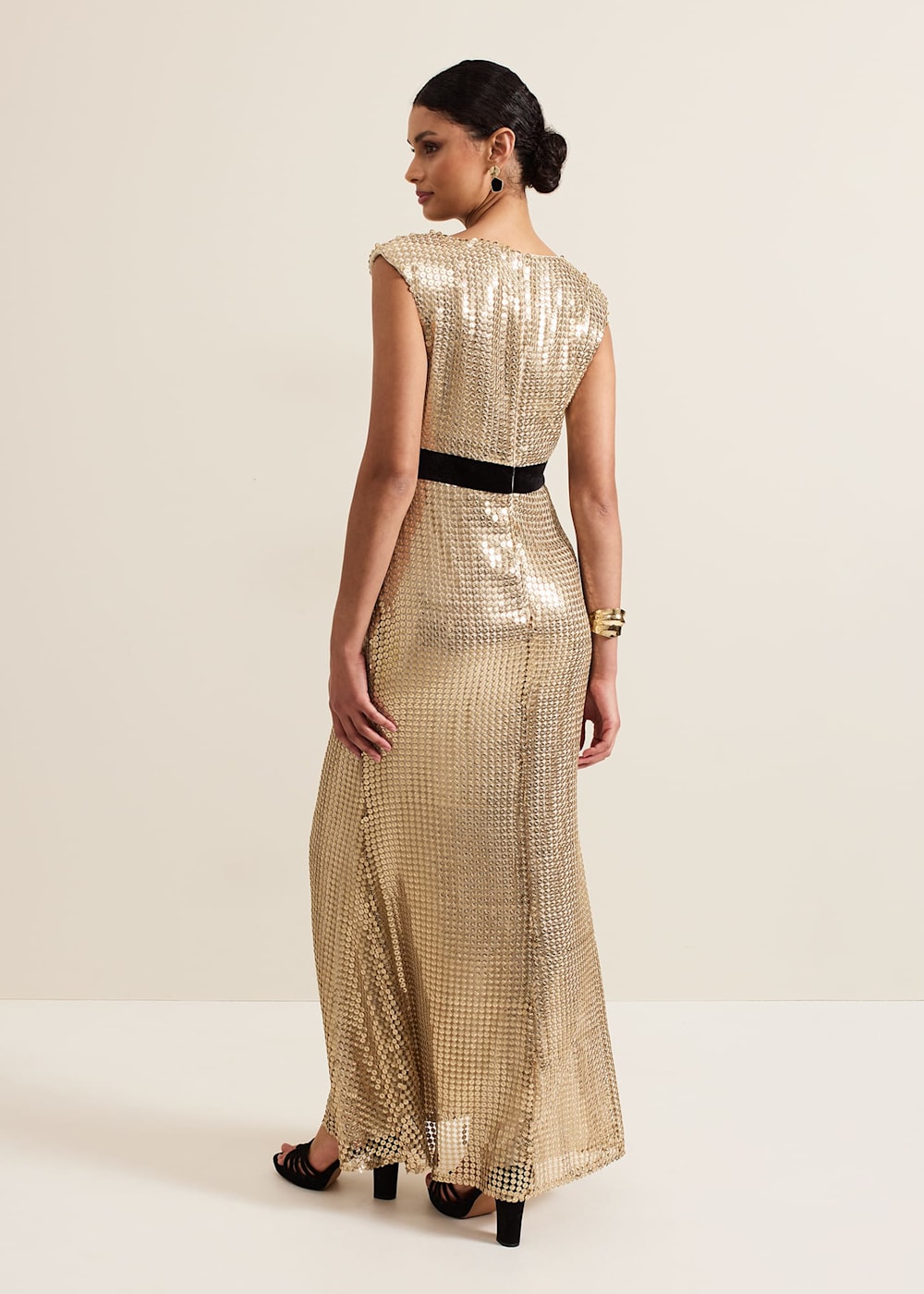 Gold sequin maxi dress uk online