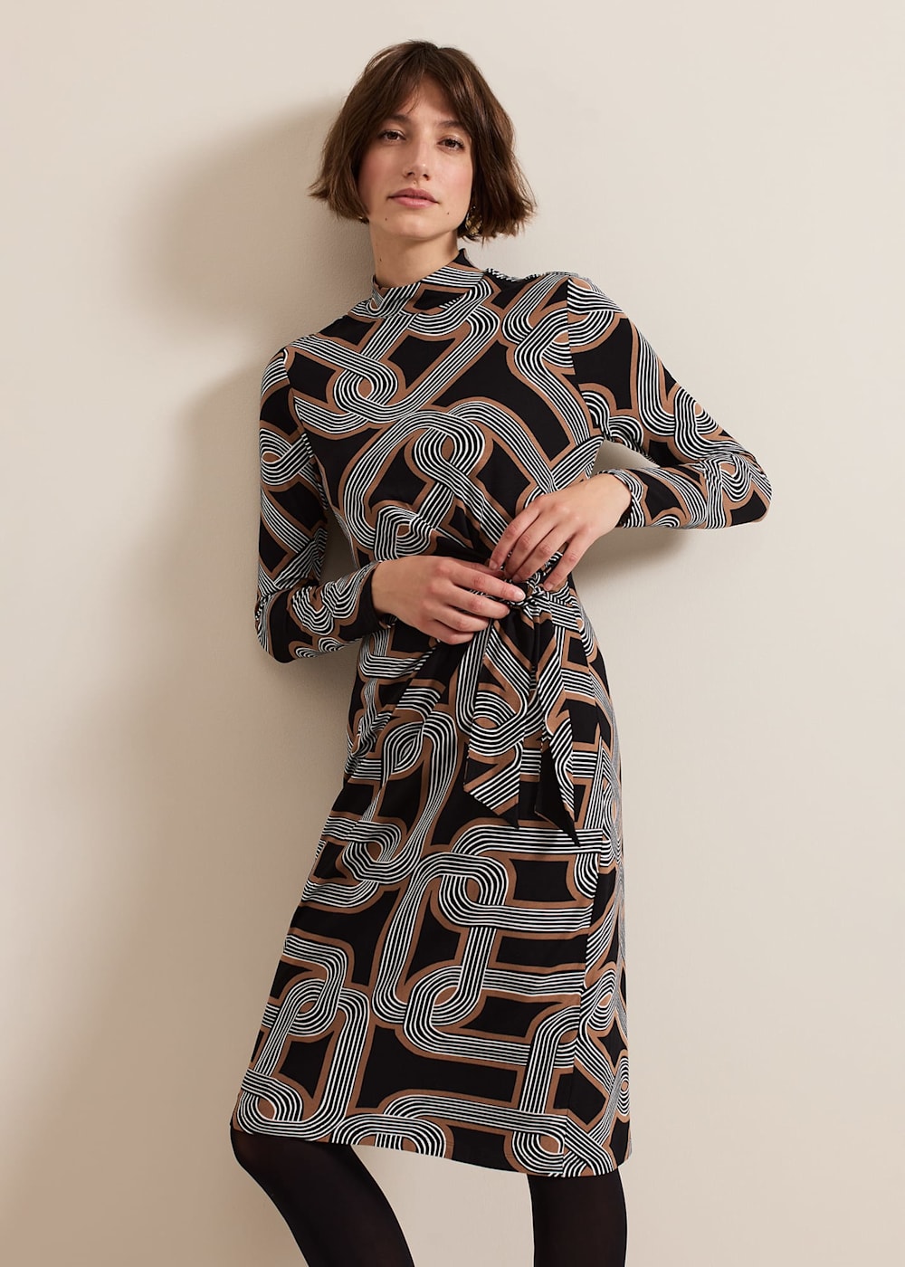Margot Black Jersey Fitted Midi Dress Phase Eight UK
