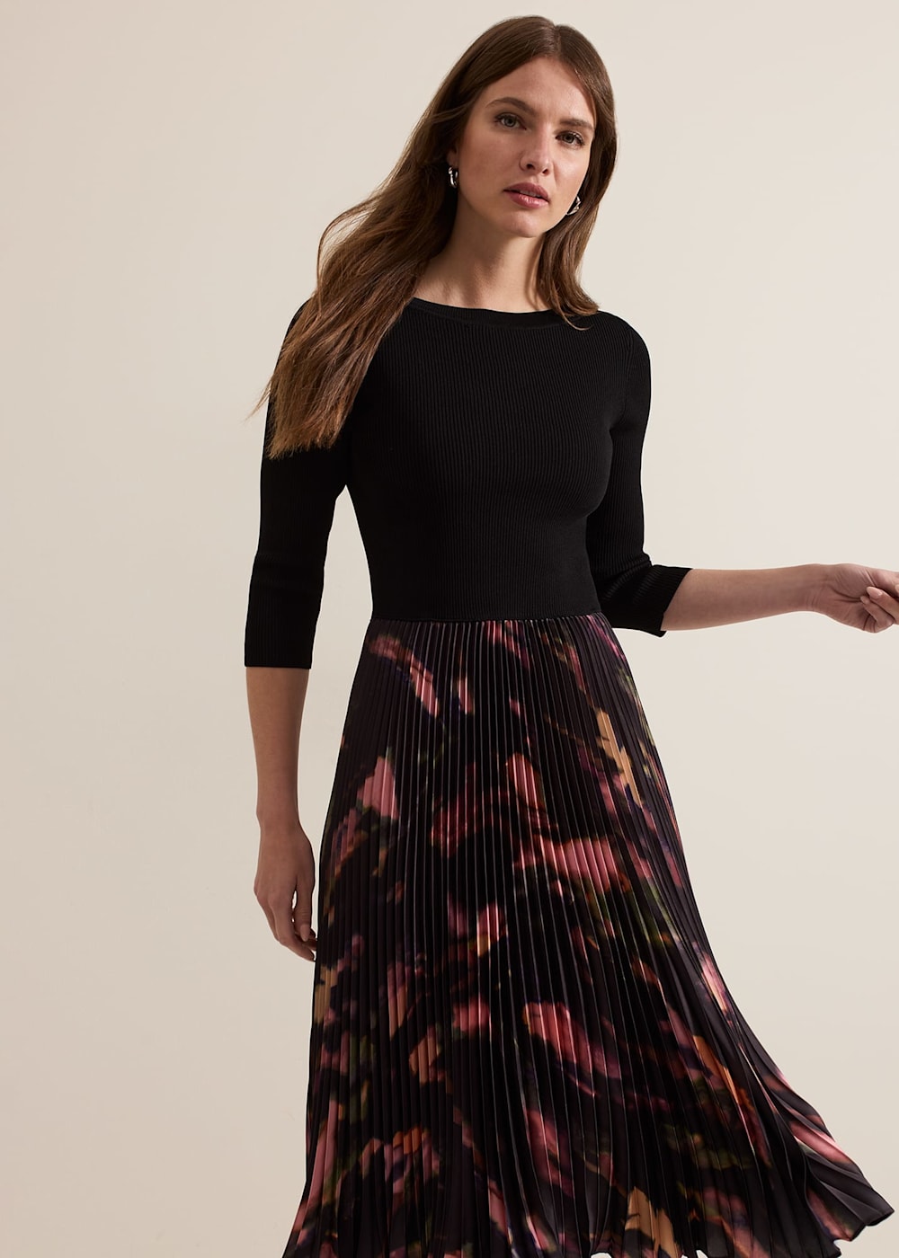 Petite Rhea Woven Hem Abstract Dress Phase Eight ROW