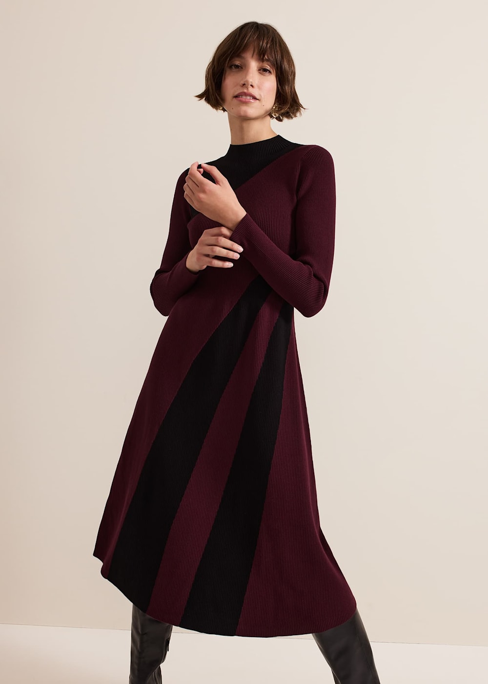 Julie Ribbed Fit And Flare Midi Dress Phase Eight UK