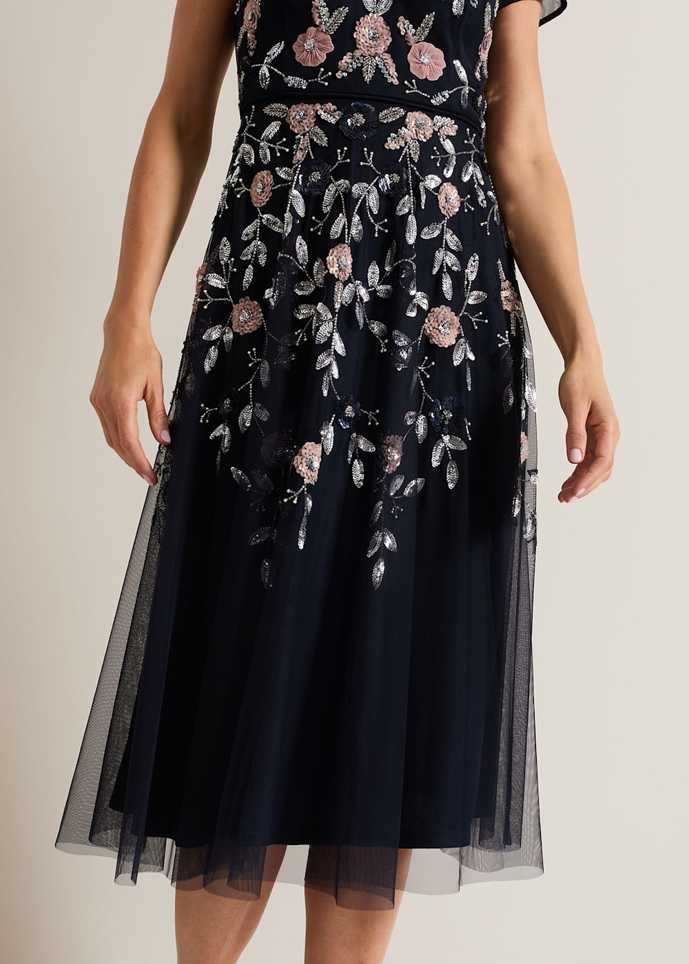 Floral embellished midi skirt cheap