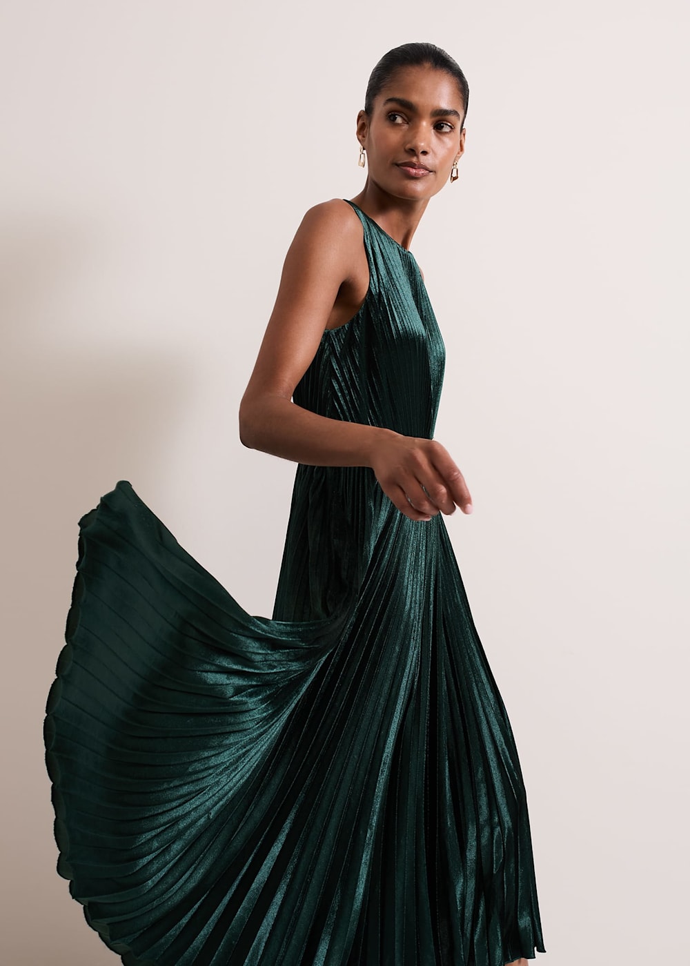 Simara Velvet Pleat Midi Dress Phase Eight UK