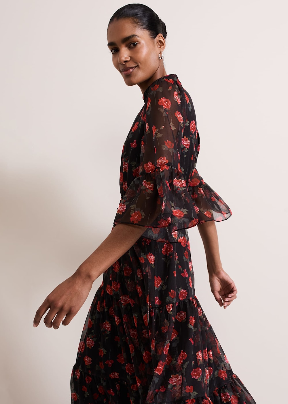 Lela Floral Textured Midi Dress Phase Eight ROW