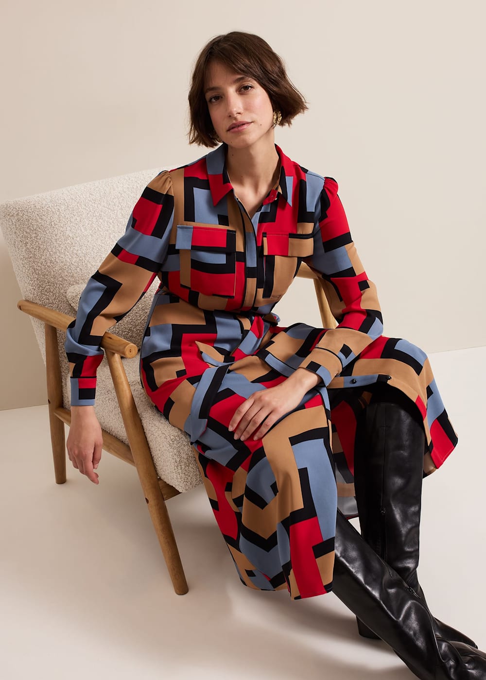 Geo shirt dress clearance