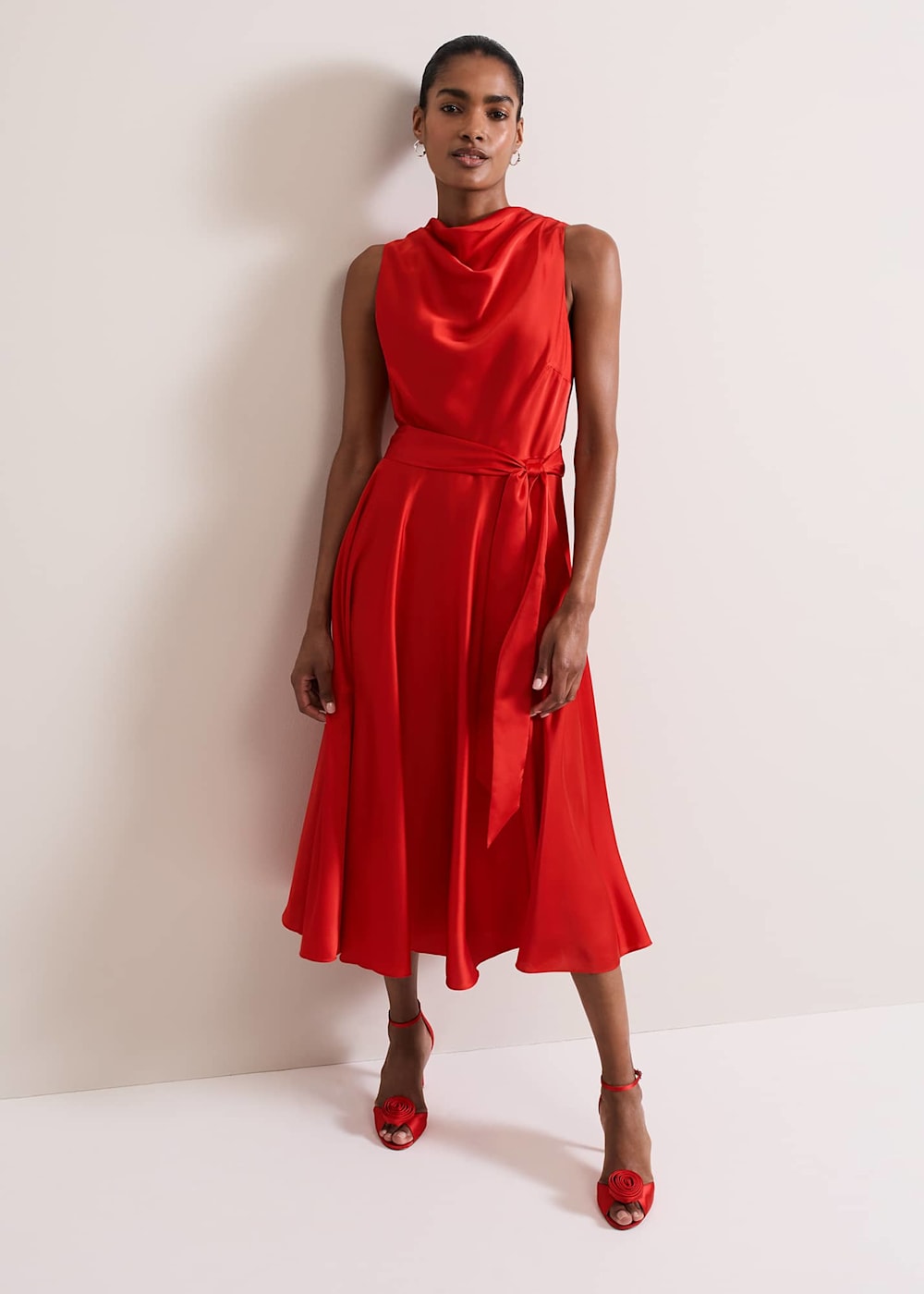 Jasleen Red Satin Dress Phase Eight UK