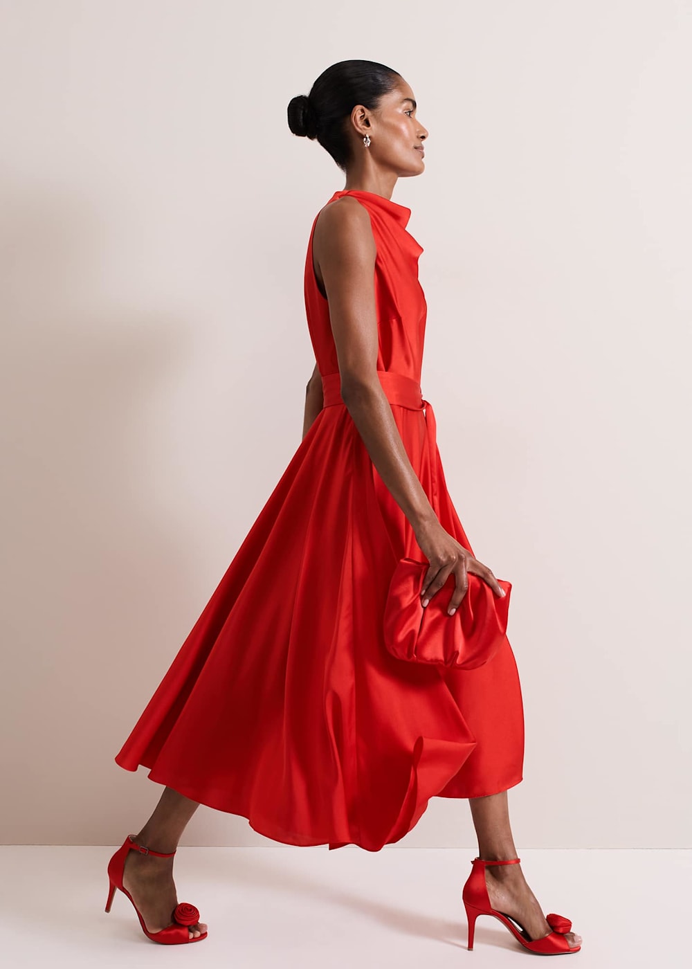 Red satin dress uk deals