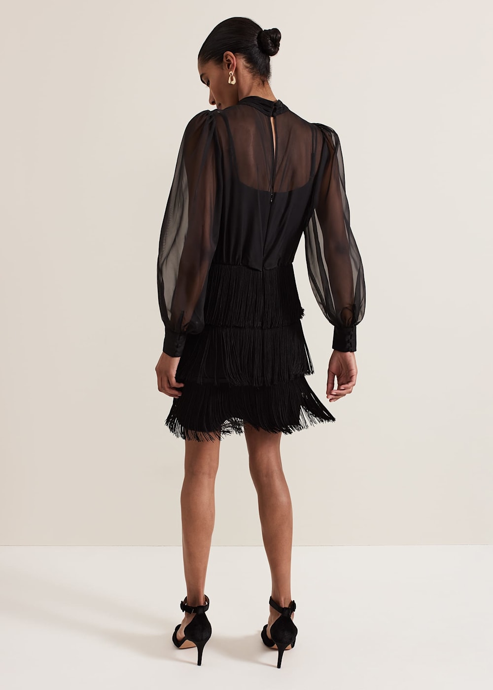 Felicity Black Fringe Skirt Dress Phase Eight UK