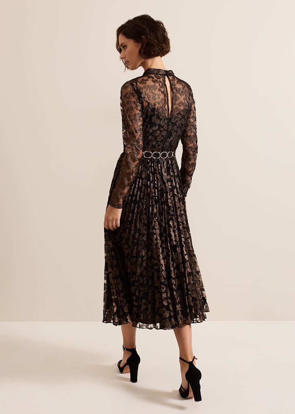 Theodora Leopard Pleat Midi Dress Phase Eight UK