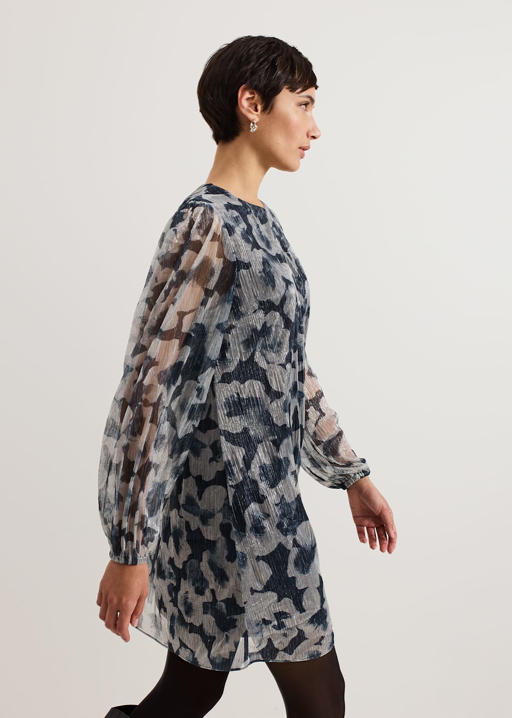 Roma Grey Floral Plisse Midi Dress Phase Eight UK