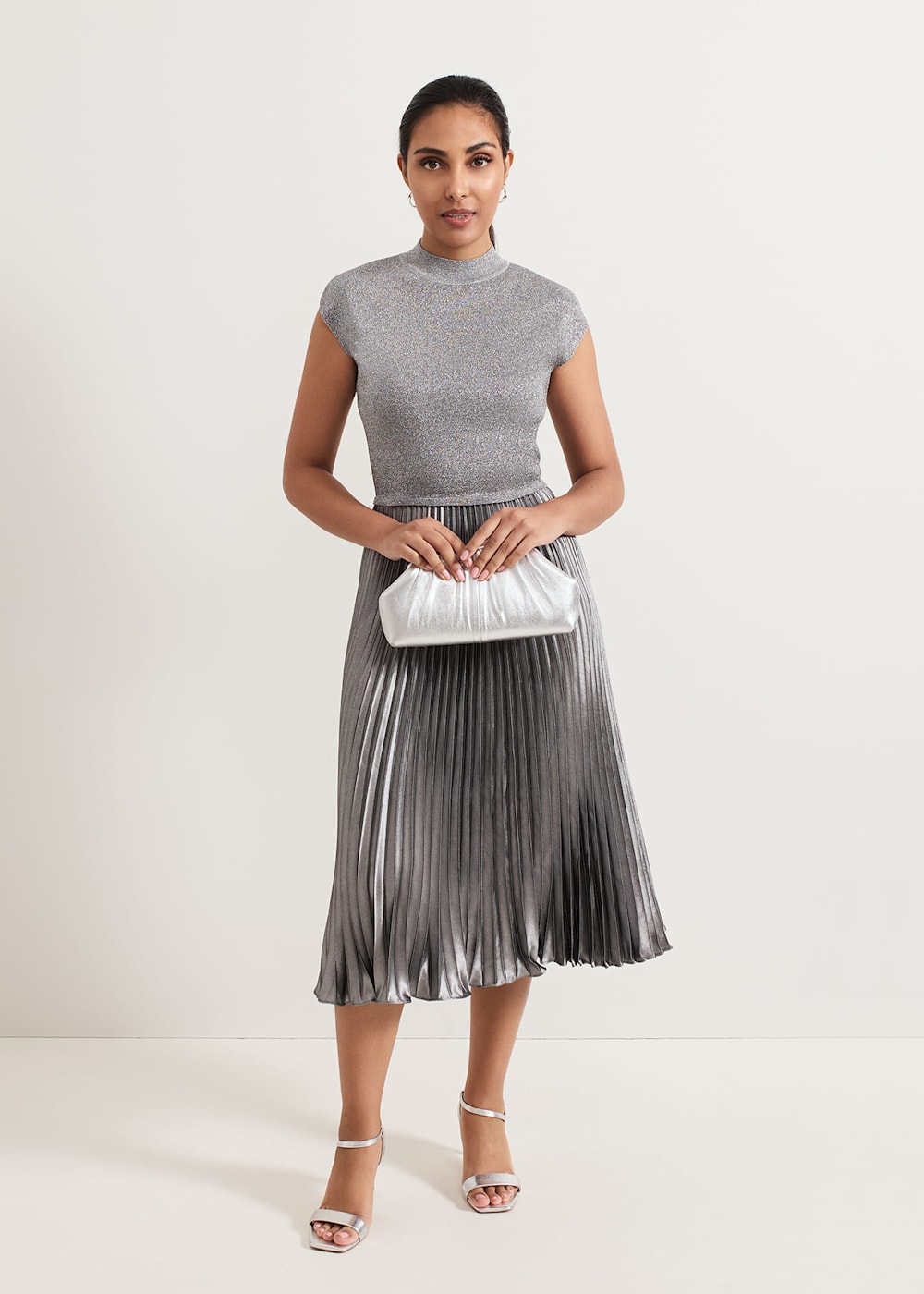 Jayla Metallic Knit Dress | Phase Eight UK |