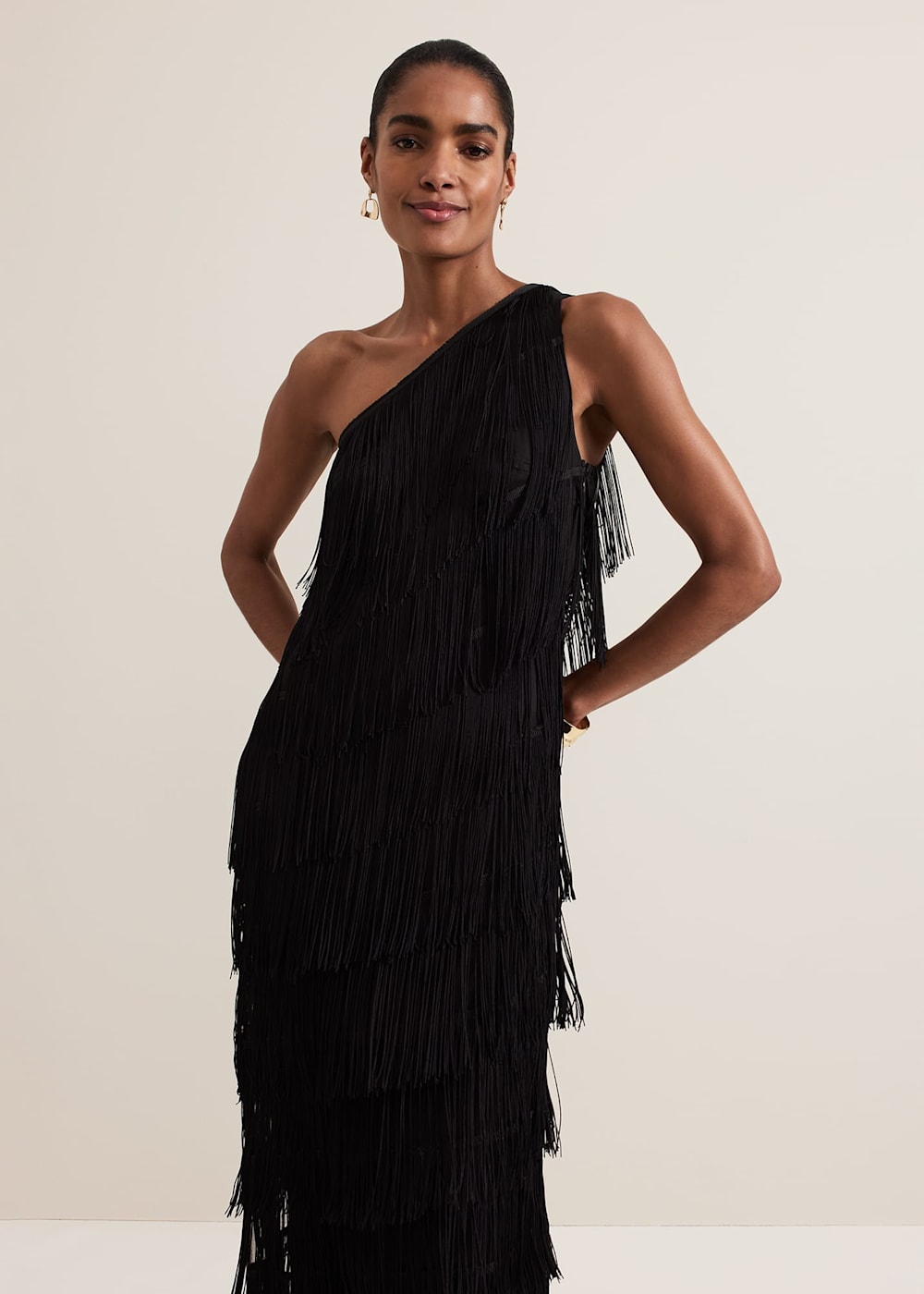 Otto One Shoulder Fringe Maxi Dress Phase Eight UK