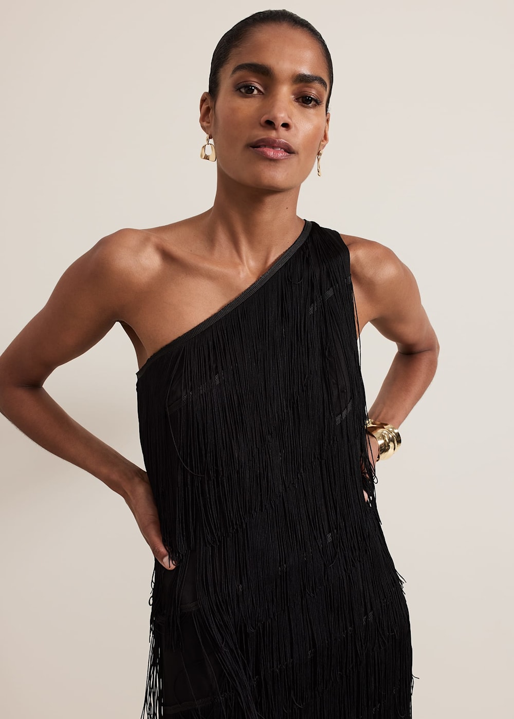 Otto One Shoulder Fringe Maxi Dress Phase Eight UK