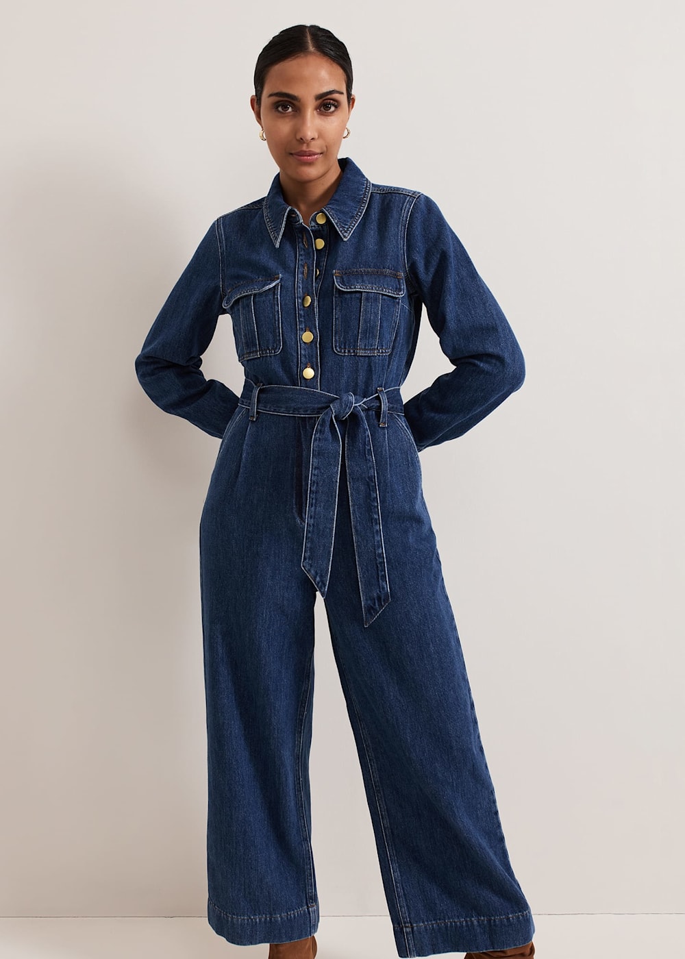 Petite Avalon Denim Utility Jumpsuit Phase Eight UK