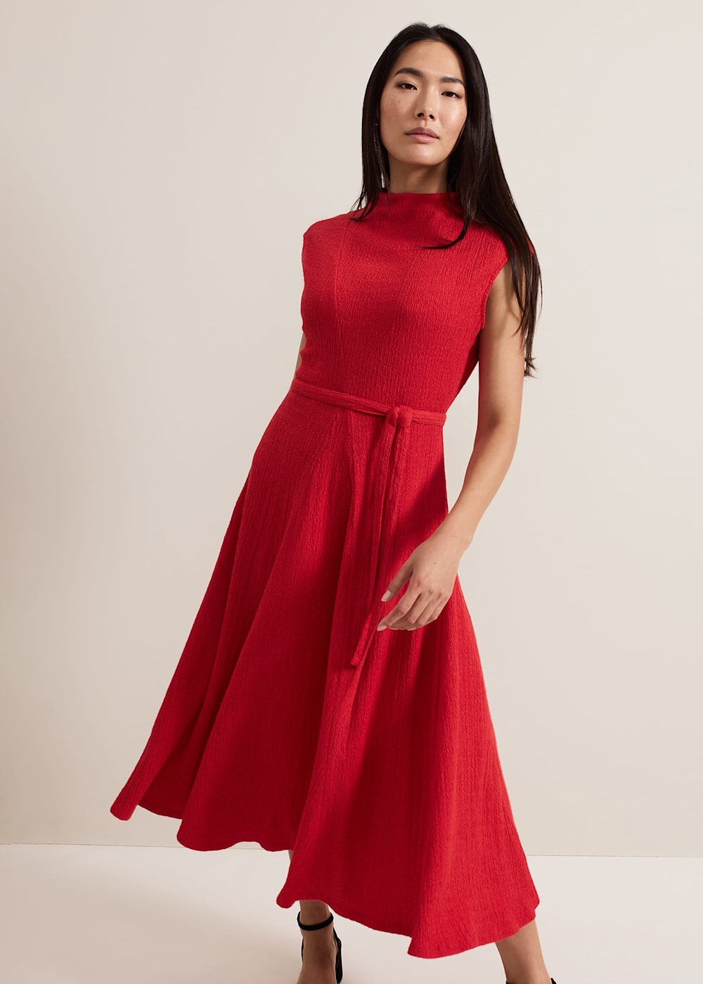 Ofelia Red Jersey Textured Dress | Phase Eight UK |