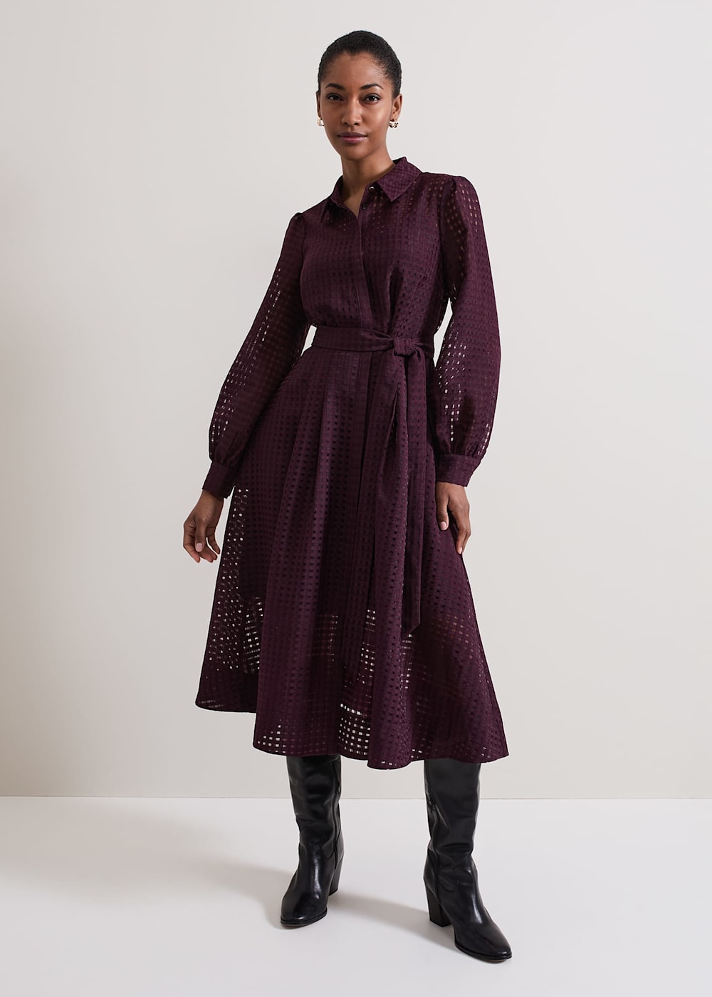 Natalie Burgundy Shirt Dress Phase Eight UK