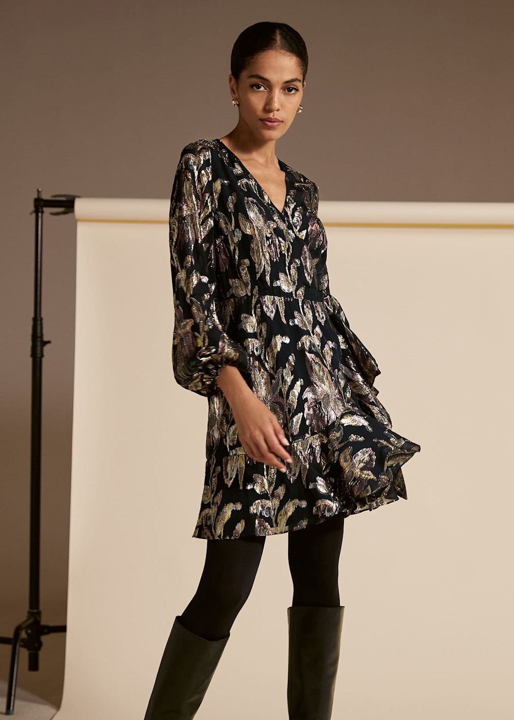 Phase Eight Amelia Navy Foil Wrap Dress Navy Size 6