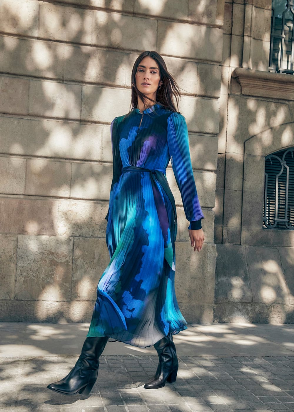 Women s Bright Blue Pleated Midi Dress Phase Eight UK