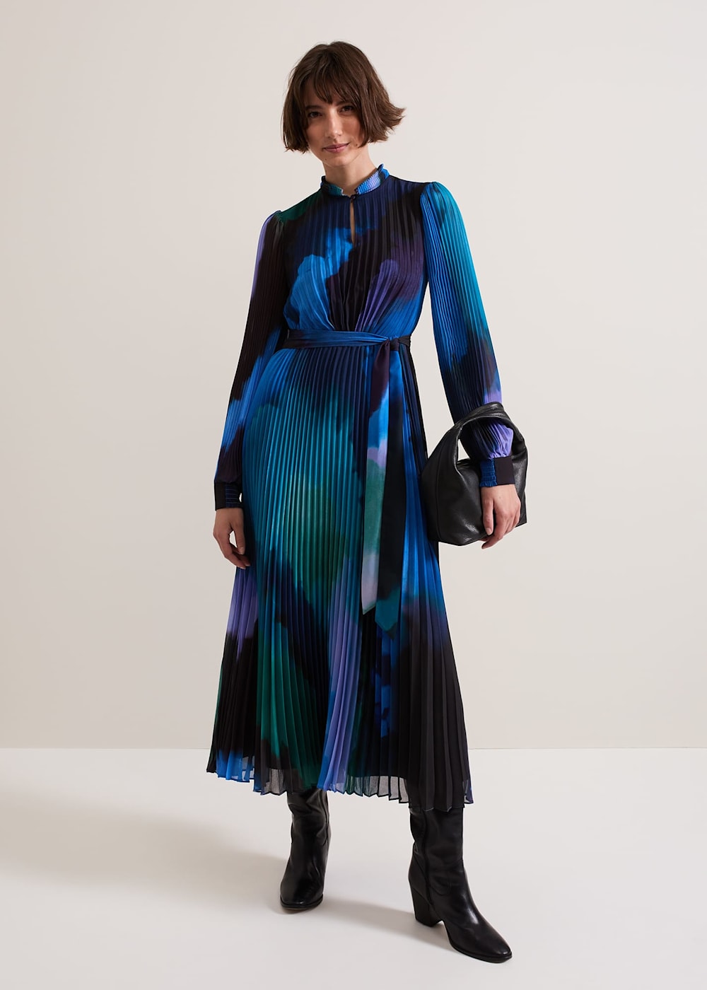 Women s Bright Blue Pleated Midi Dress Phase Eight UK