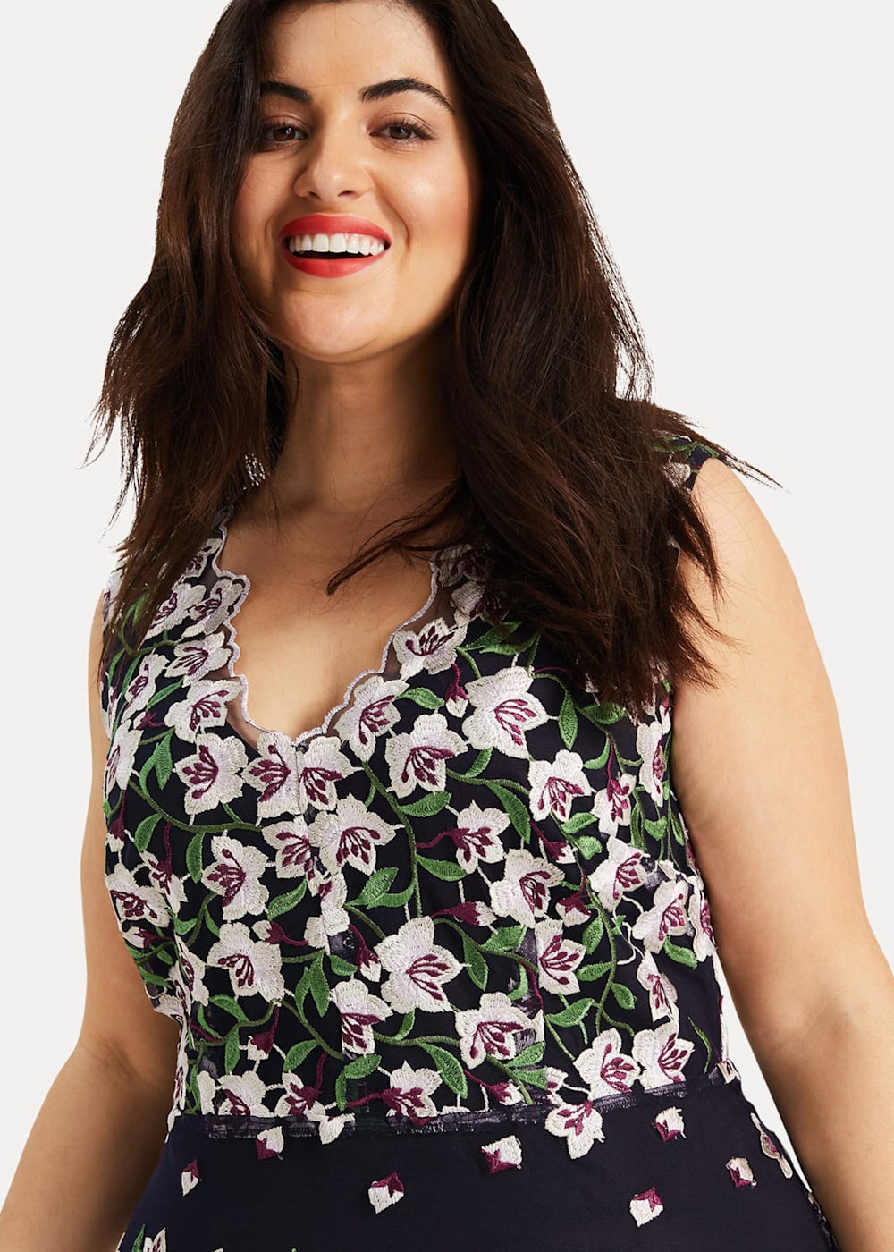 Phase Eight Stephanie Embroidered Dress Navy Multi Size 26