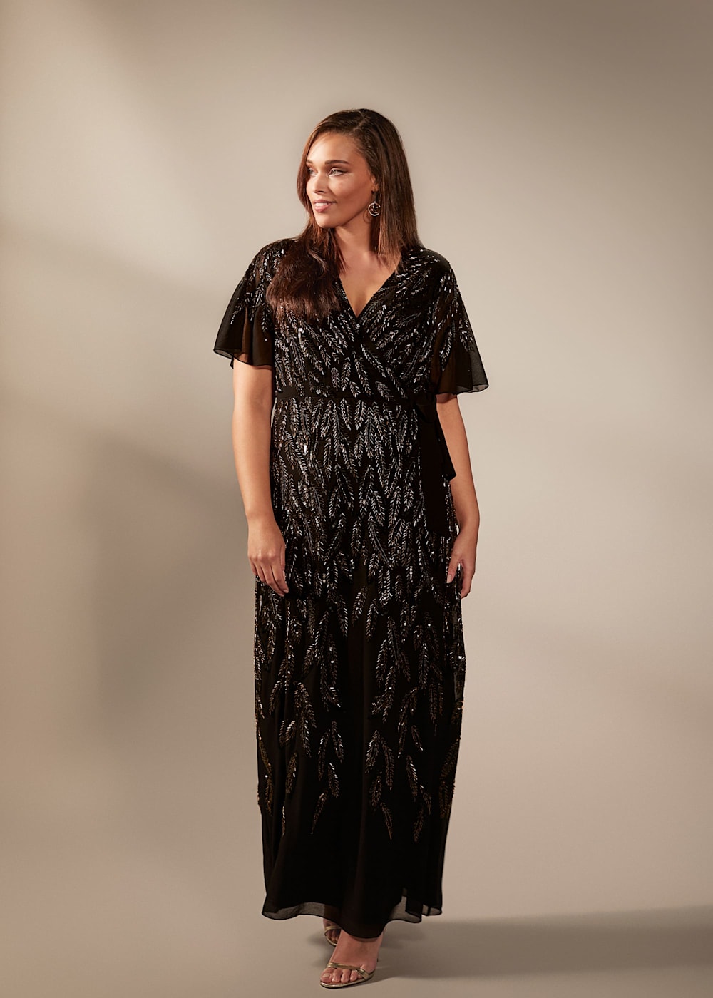 Beaded wrap dress outlet