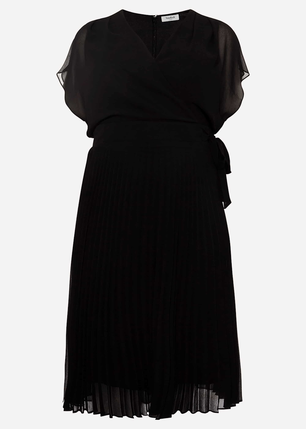 Mairee black satin pleated midi dress best sale