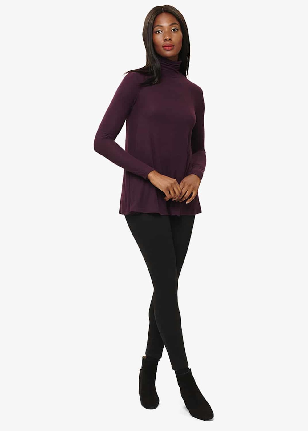Roll neck tee top