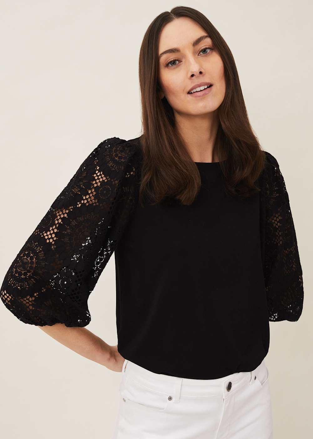 Lanna Lace Puff Sleeve Top Phase Eight UK