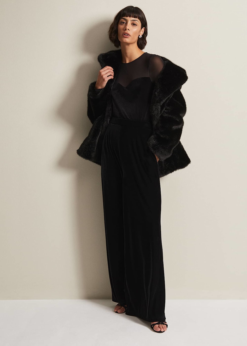 Elouise Velvet Mesh Top | Phase Eight UK |