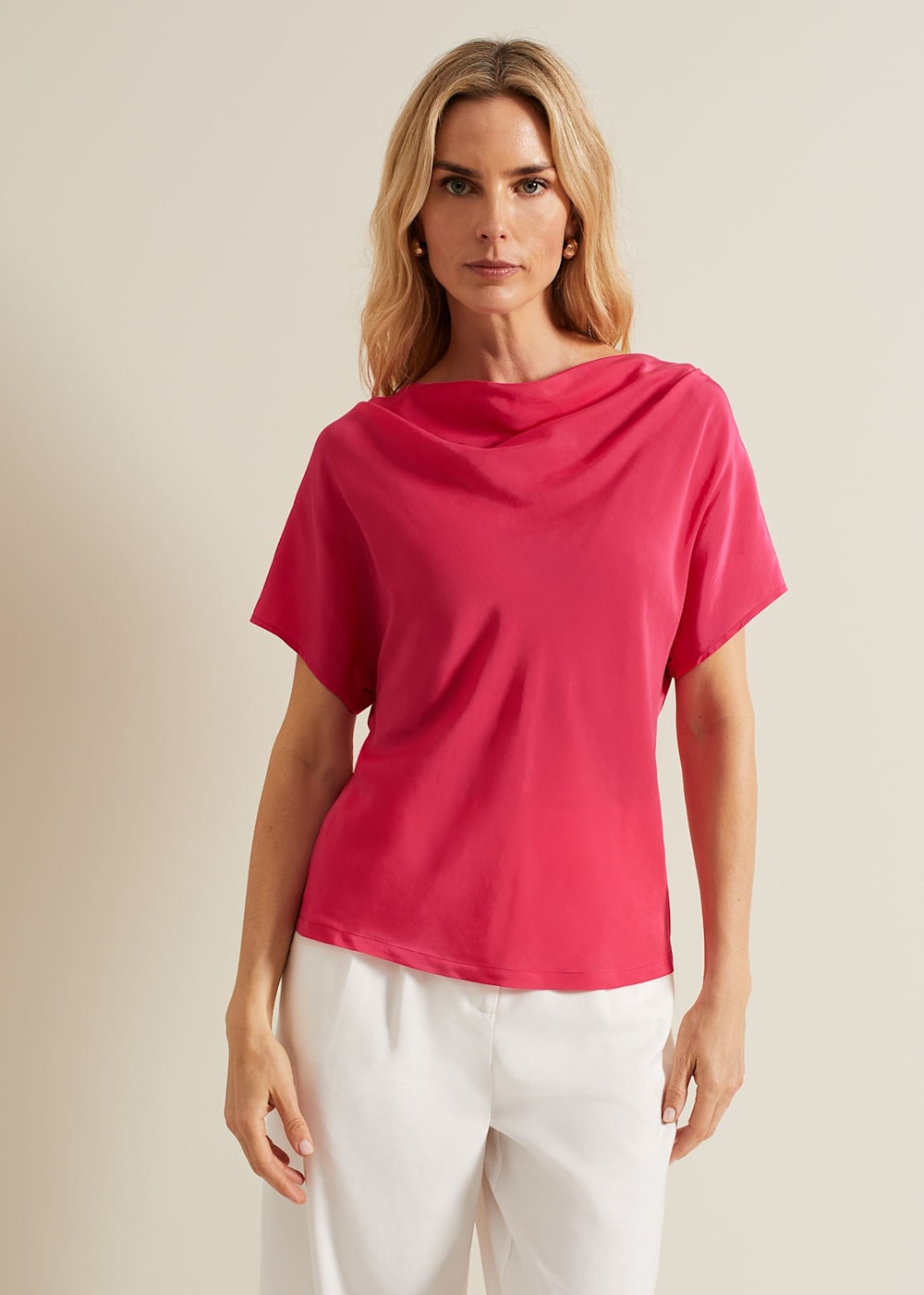 Cheryl Cowl Neck Woven Front Top | Phase Eight UK |