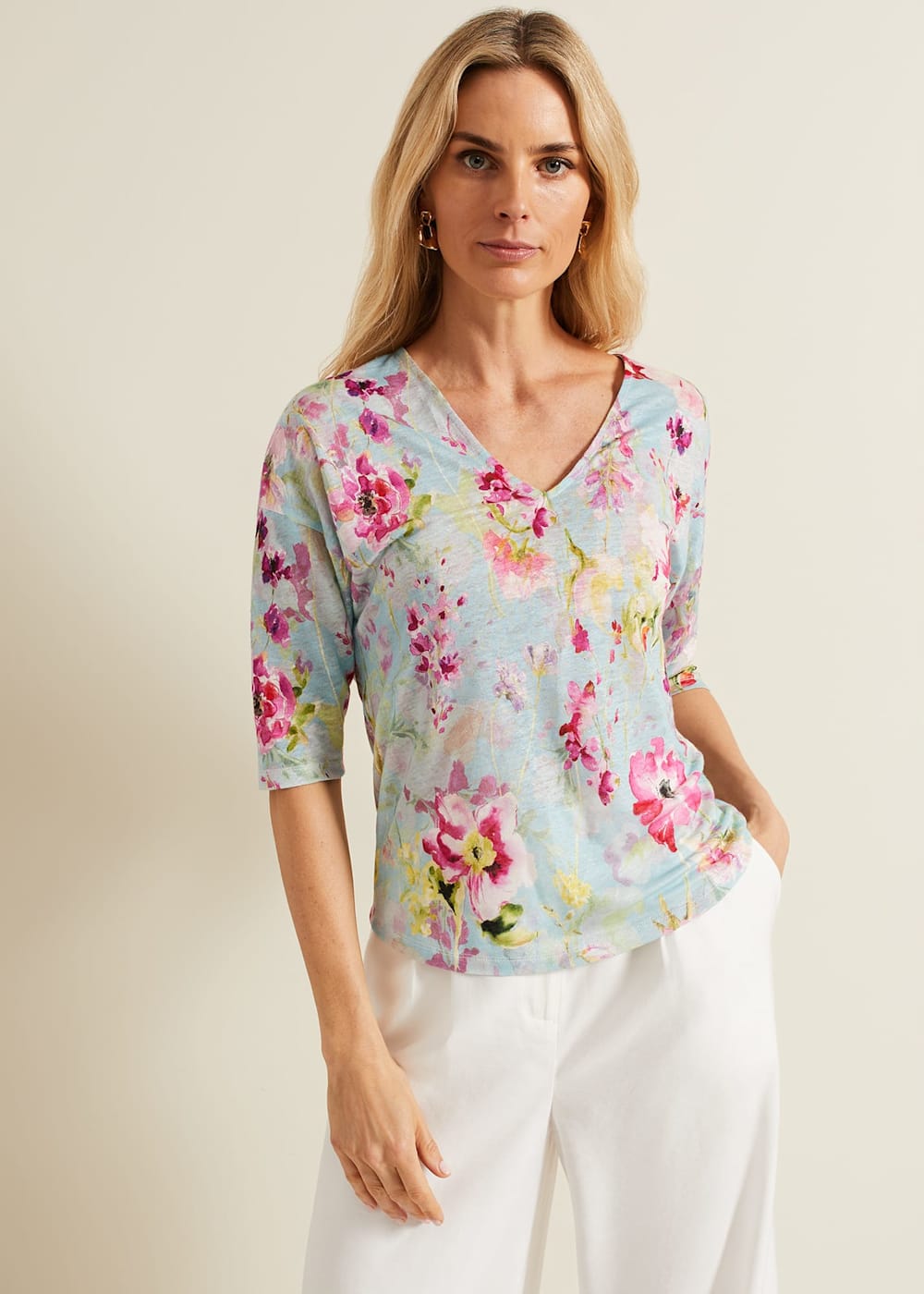 Phase Eight Flossie Floral Linen Top Phase Eight Flossie Floral Linen Top