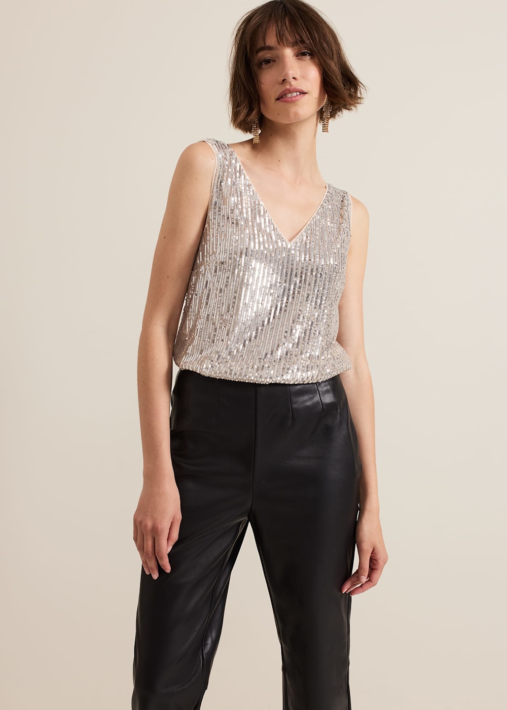 Womens sequin vest top sale