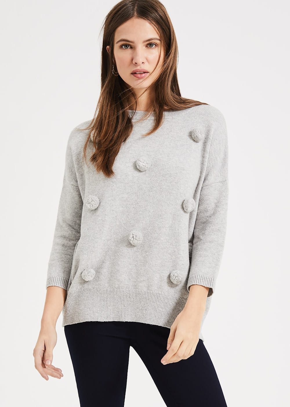 Pom pom knit jumper top