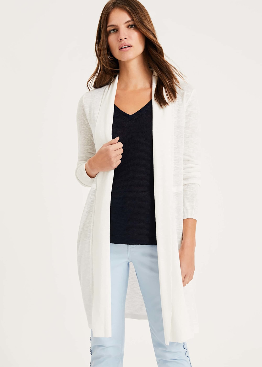 Longline linen cardigan hotsell