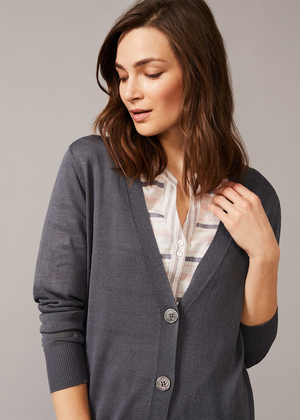 Lalou Longline Button Knit Cardigan Phase Eight UK