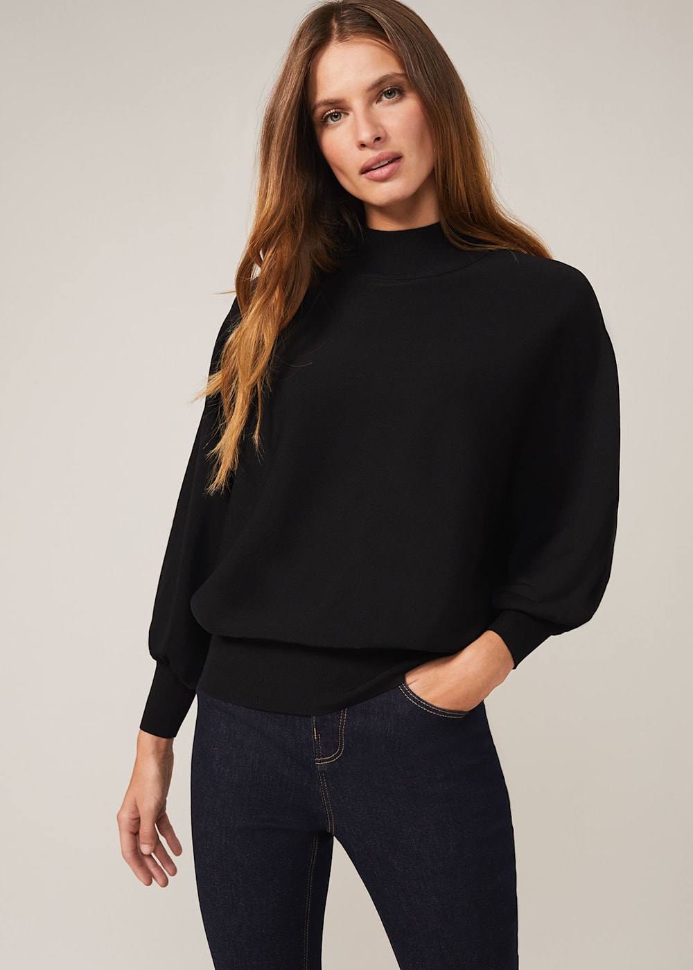 Balloon sleeve black jumper sale