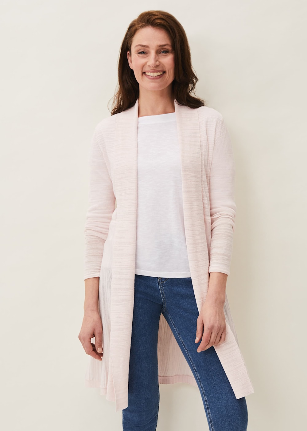 Pink sheer cardigan top