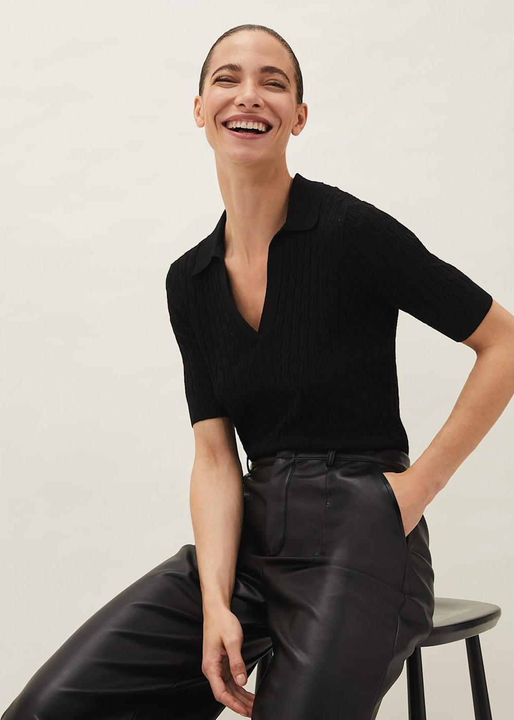 Sue Ribbed Polo Neck Top Phase Eight UK