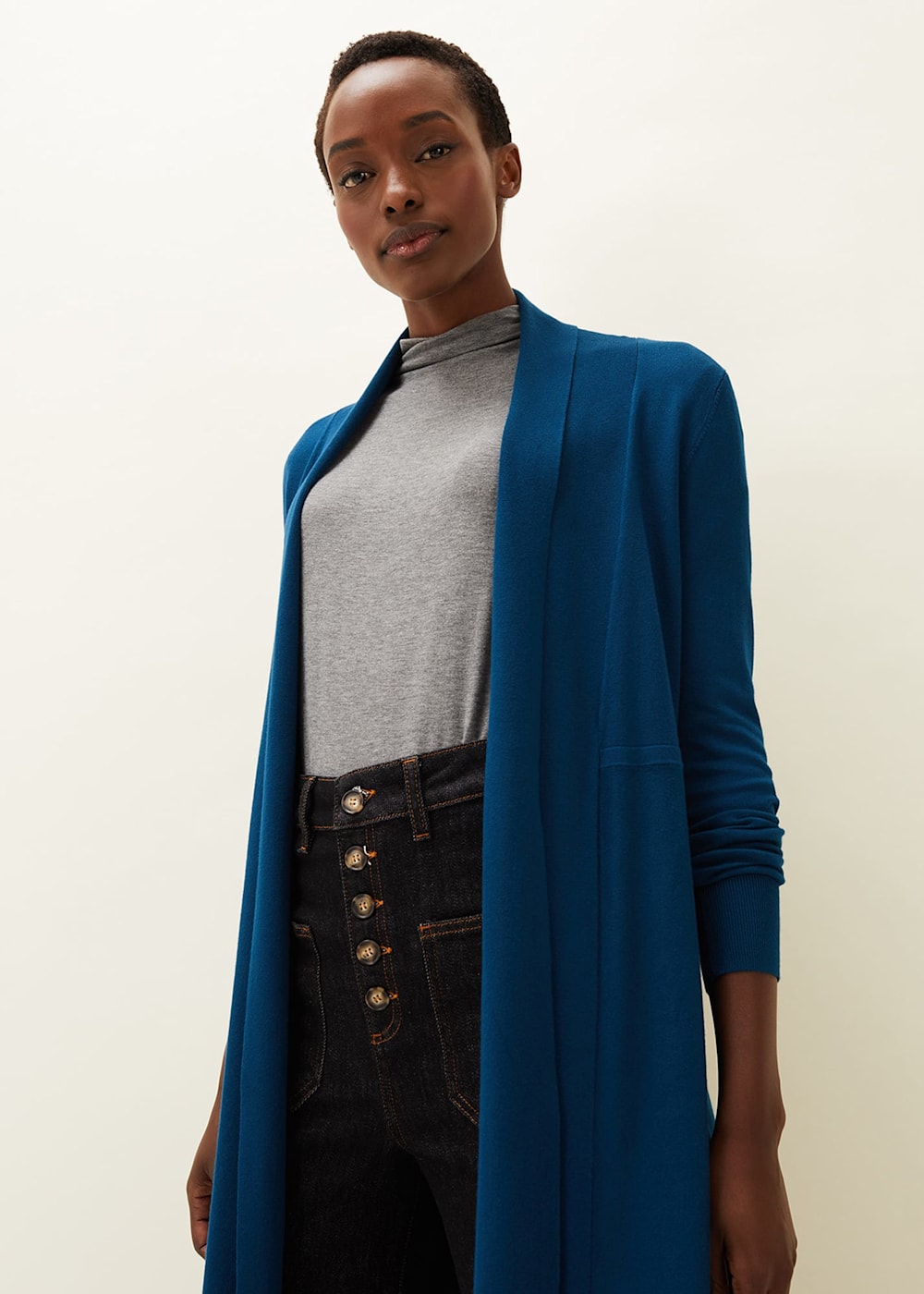Longline fine knit cardigan discount