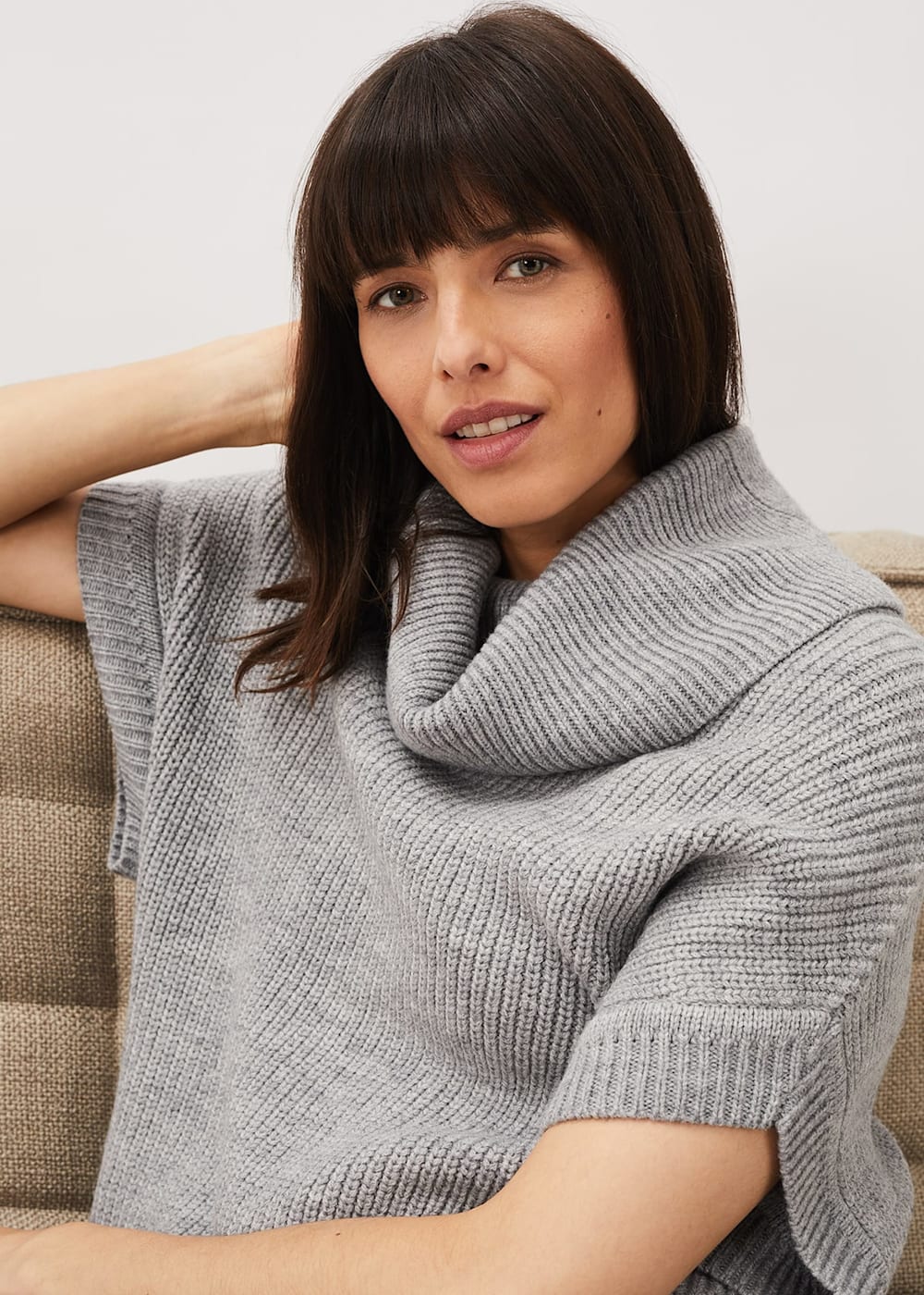 Georgina Chunky Short Sleeved Cowl Neck Jumper